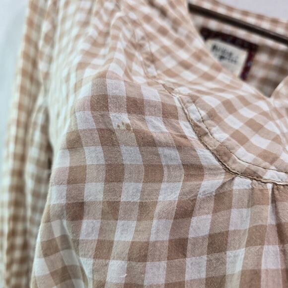Anthropologie Shirt Womens Medium 10 Check Gingham Roll Holding Horses Popover - Picture 10 of 12